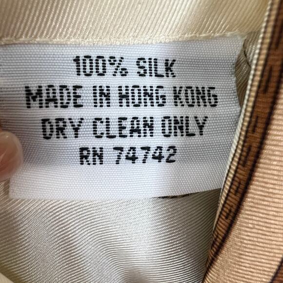 VINTAGE Mark Eisen White Beige 10 Top Silk Rope Knot Equestrian Button-Up NEW - Picture 7 of 9